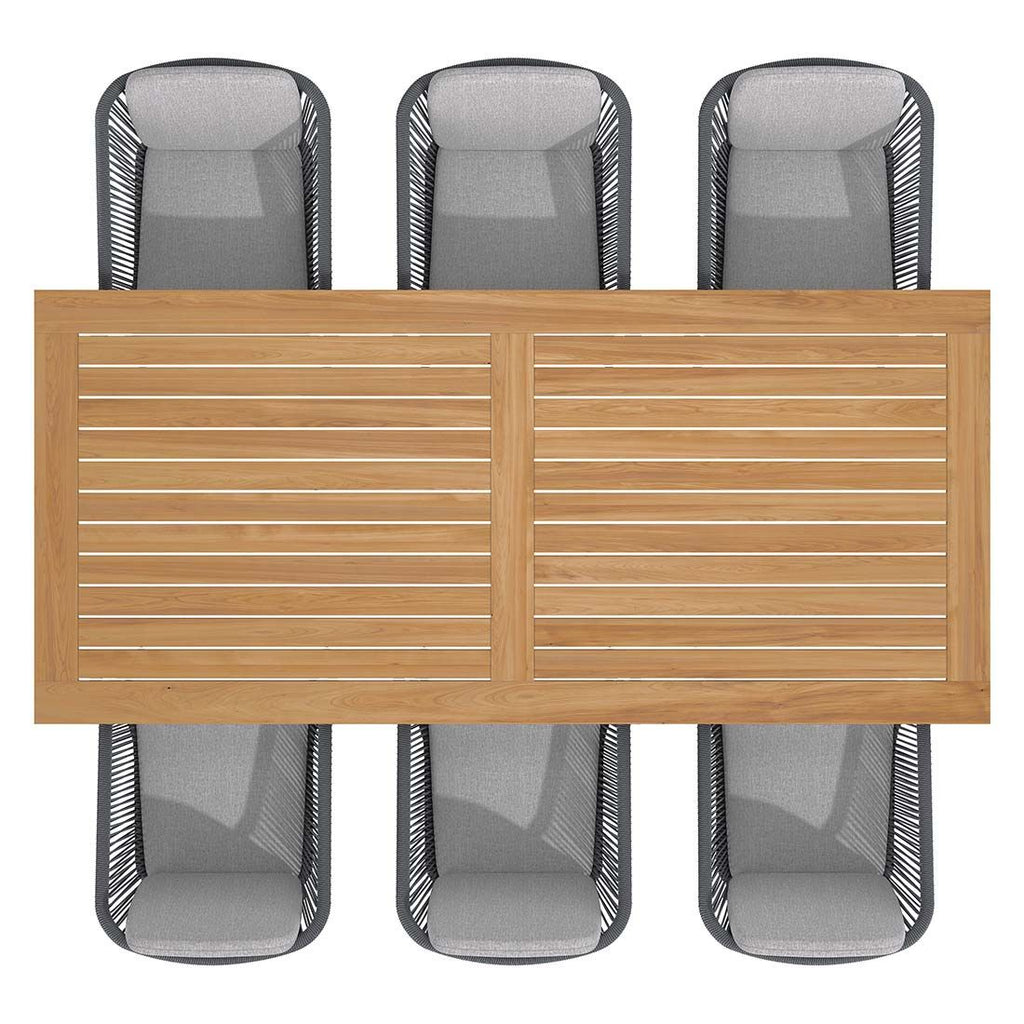 Montert Hagemøbelsett Ohio 6 plasser aluminium teak på terrasse