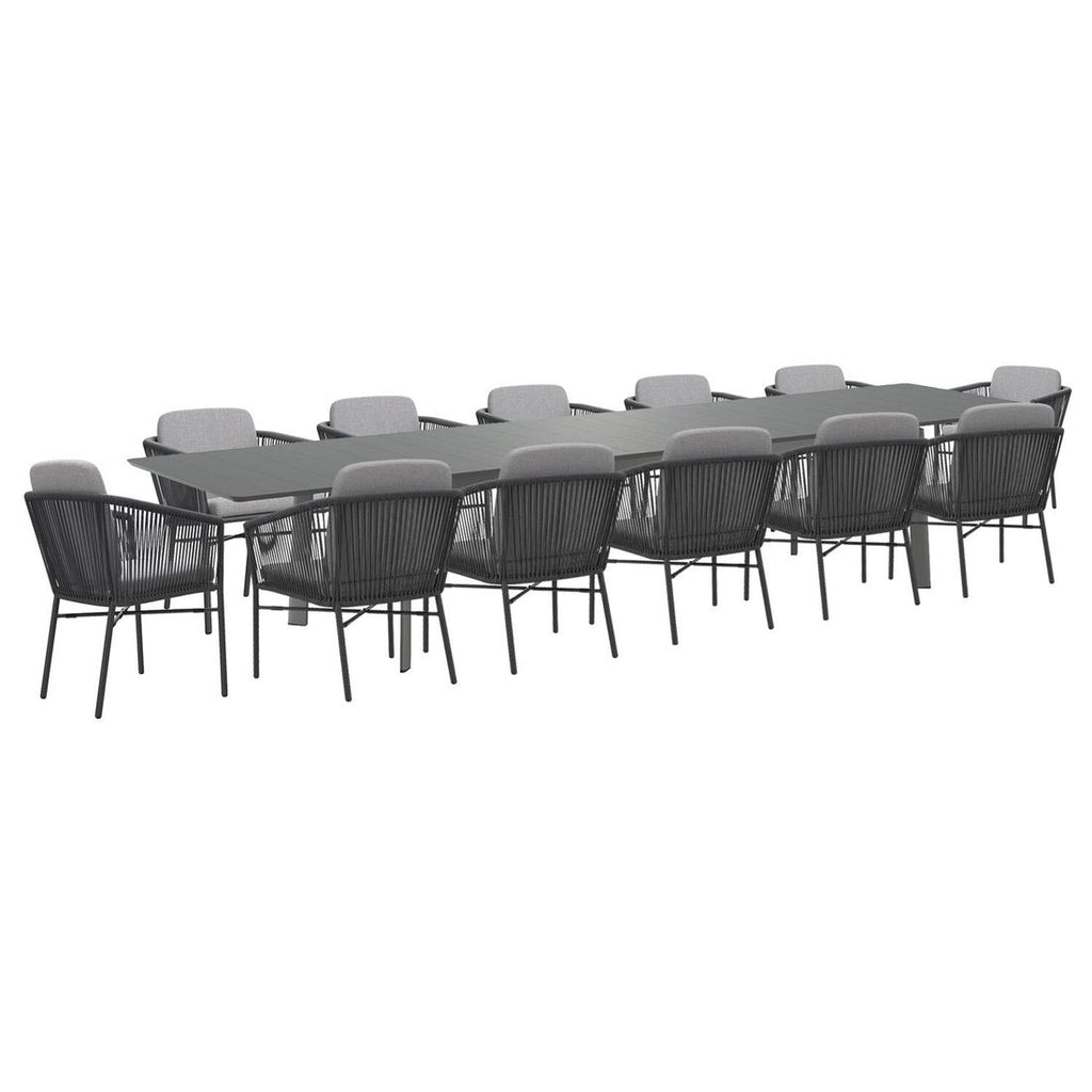 Hagemøbelsett Ohio XXL 12 plasser, aluminium tau bakside