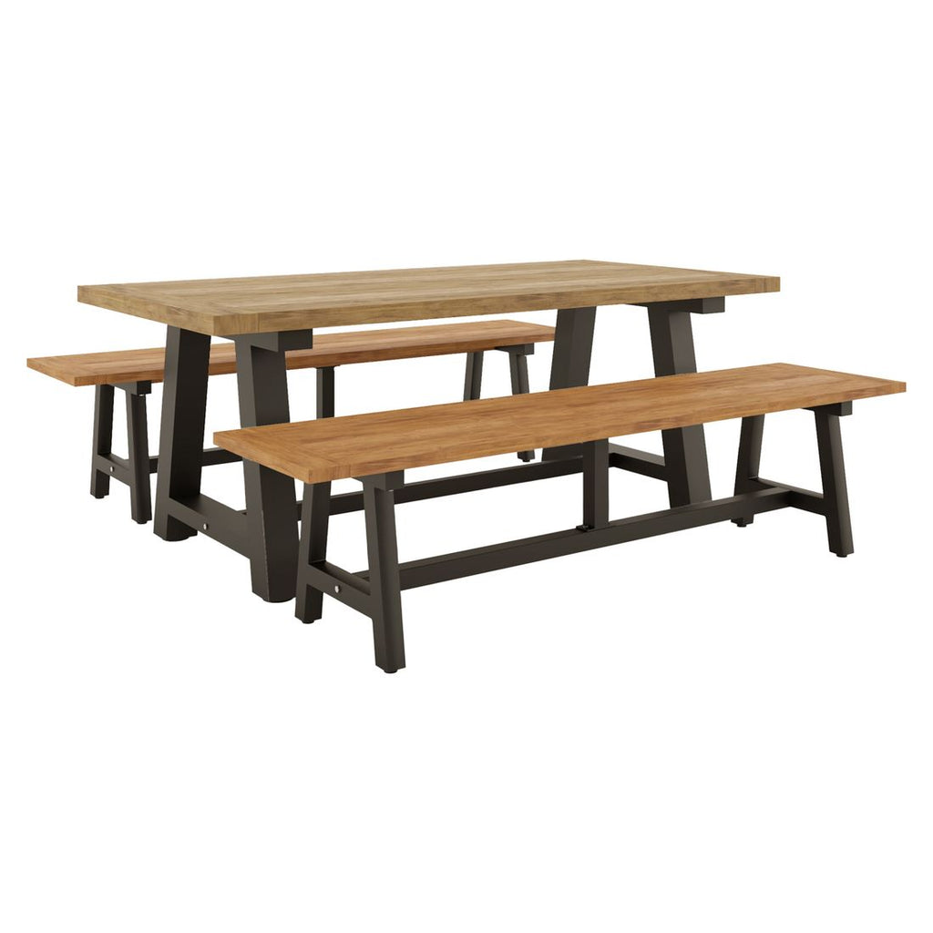 Hagemøbelsett Omaha 6 plasser aluminium og teak bakside