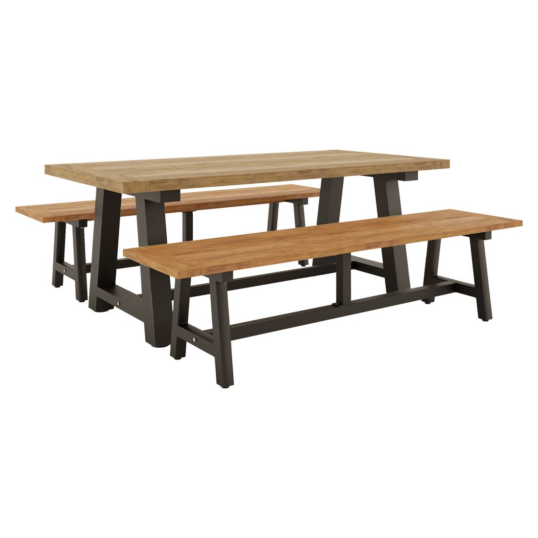 Hagemøbelsett Omaha 6 plasser aluminium og teak bakside