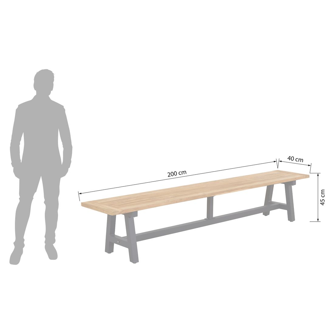 Detalj av bordplate i teak på Hagemøbelsett Omaha