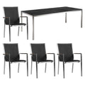 Hagemøbelsett One 4 plasser rustfritt stål keramikk 140x80 cm front