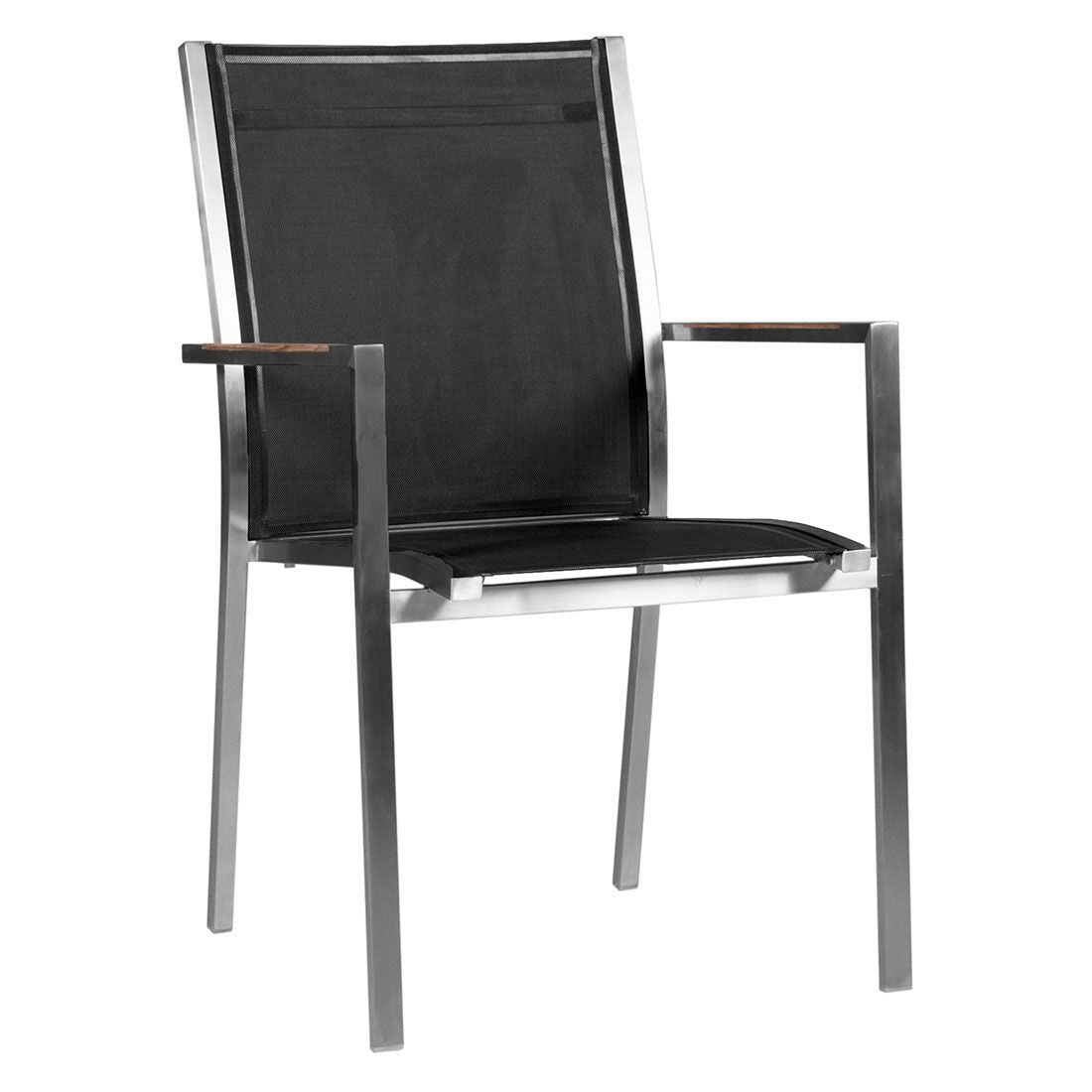 Nærbilde av tekstilene stol på Hagemøbelsett One 4 plasser rustfritt stål keramikk 140x80 cm