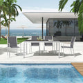 Hagemøbelsett One 4 plasser rustfritt stål keramikk 160x90 cm forfra