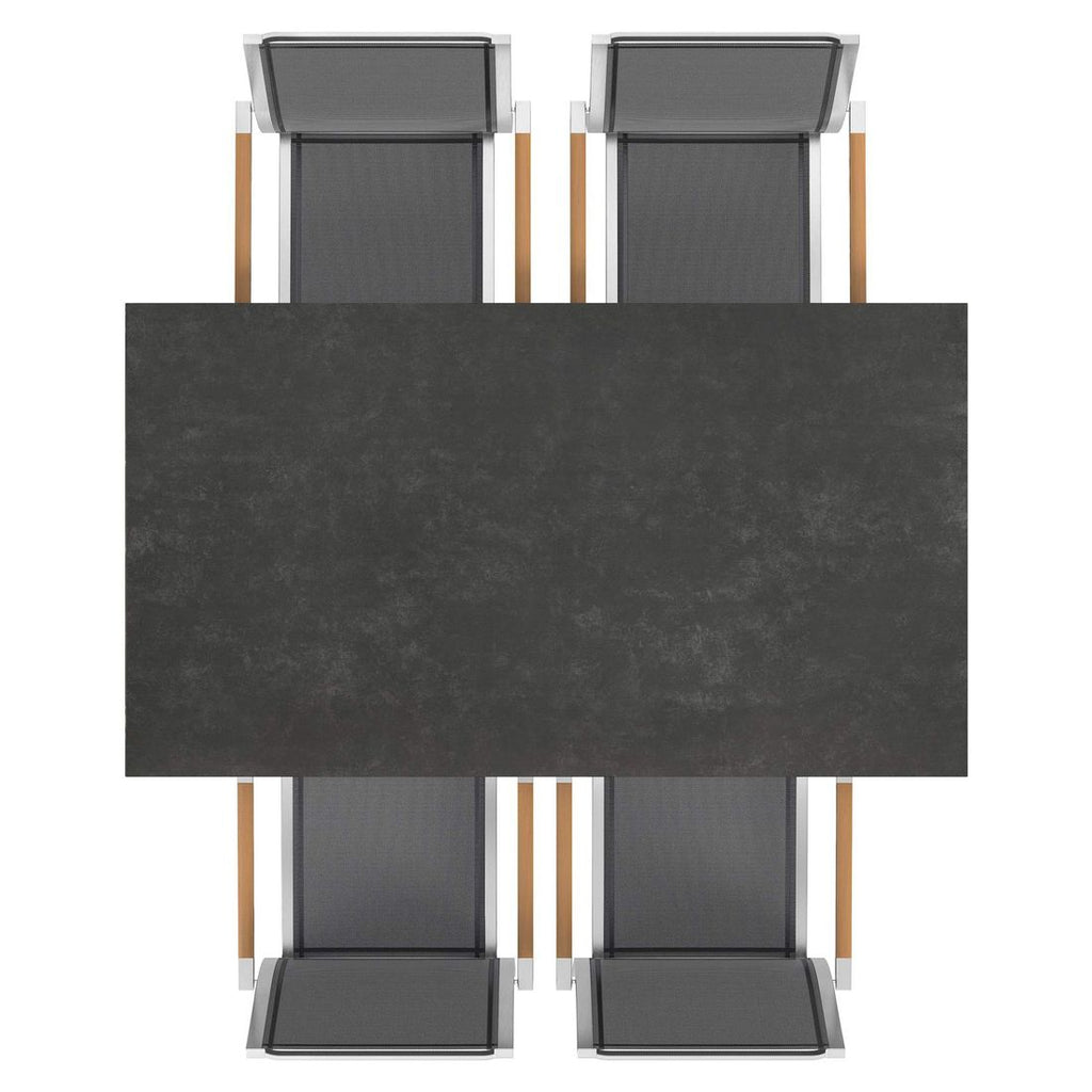 Hagemøbelsett One 4 plasser rustfritt stål textilen 160x90 cm nærbilde av tekstilene