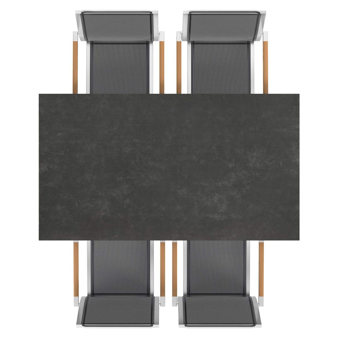 Hagemøbelsett One 4 plasser rustfritt stål textilen 160x90 cm nærbilde av tekstilene