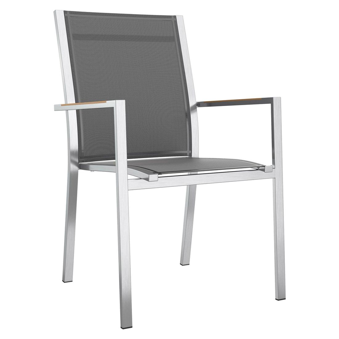 Hagemøbelsett One 6 plasser, rustfritt stål - Zebra armlener detalj