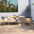 Hagemøbelsett Onyx 3-delt teak og rustfritt stål Ø160 cm forfra