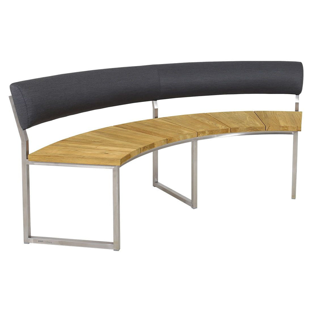 Hagemøbelsett Onyx 3-delt teak og rustfritt stål Ø160 cm bakside