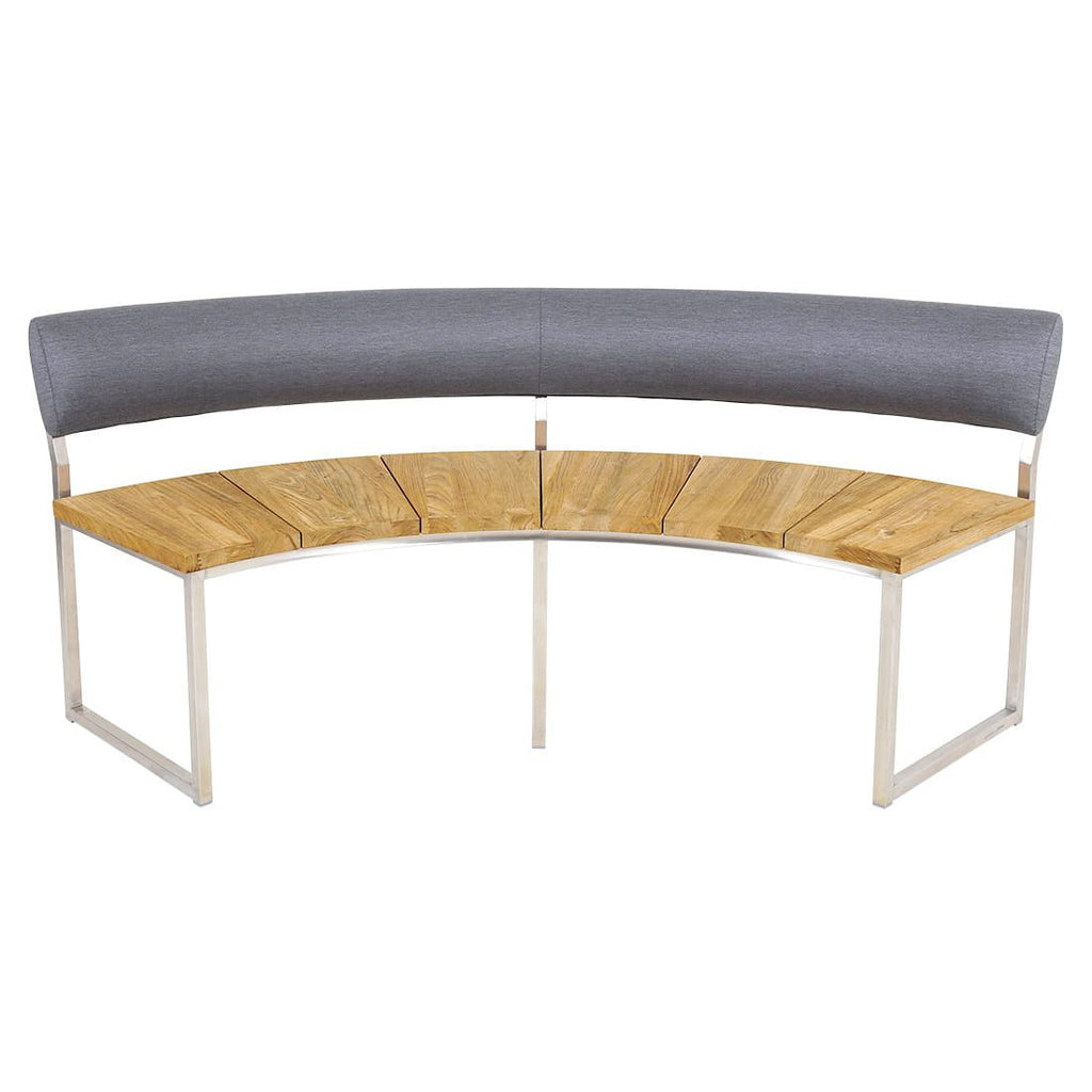 Detalj av bordplate i resirkulert teak på Hagemøbelsett Onyx 3-delt teak og rustfritt stål Ø160 cm