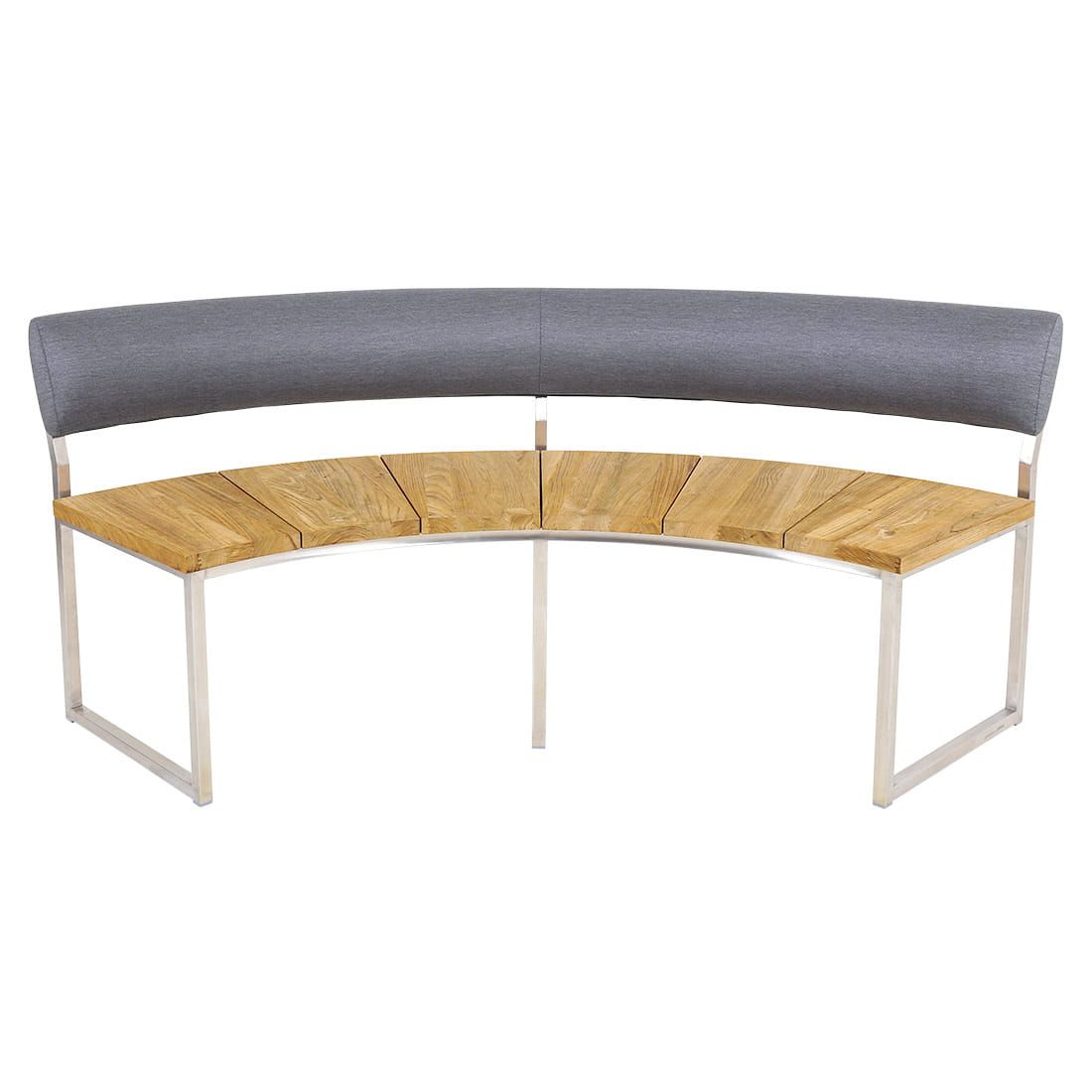 Detalj av bordplate i resirkulert teak på Hagemøbelsett Onyx 3-delt teak og rustfritt stål Ø160 cm