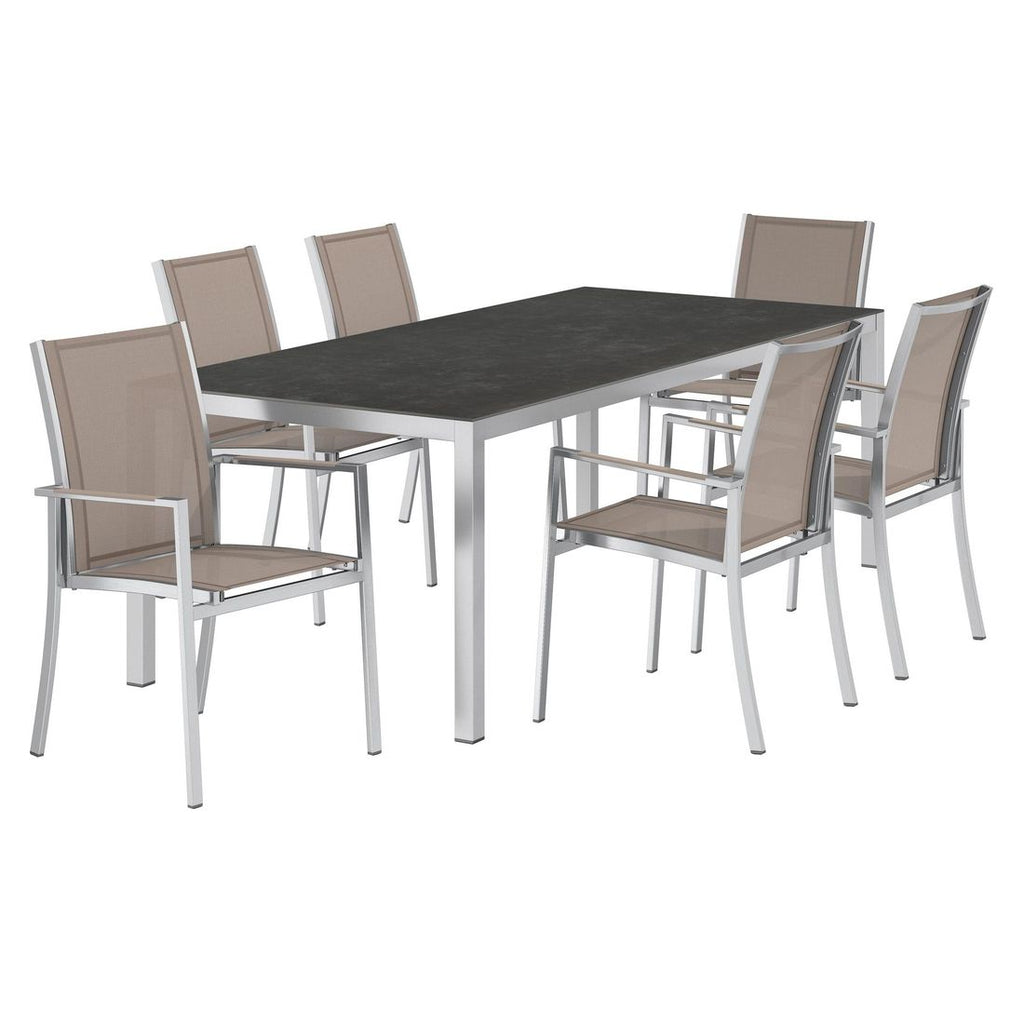 Hagemøbelsett Oviedo 6 plasser keramikk 220x100 cm - OUTLIV bakside