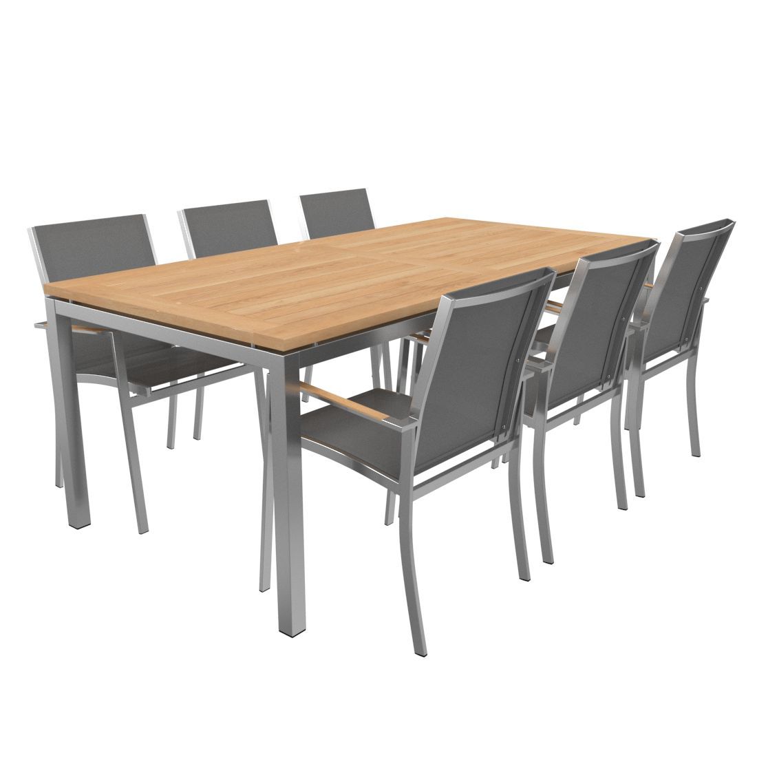 Hagemøbelsett Oviedo 6 plasser rustfritt stål svart 200x100 cm sett bakside