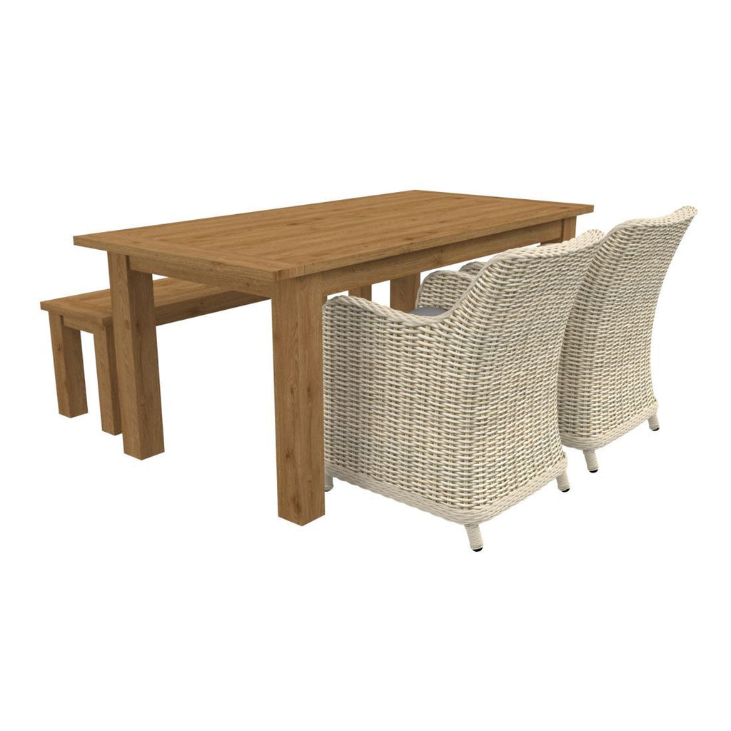 Hagemøbelsett Oxford 5 plasser teak og polyrotting bakside