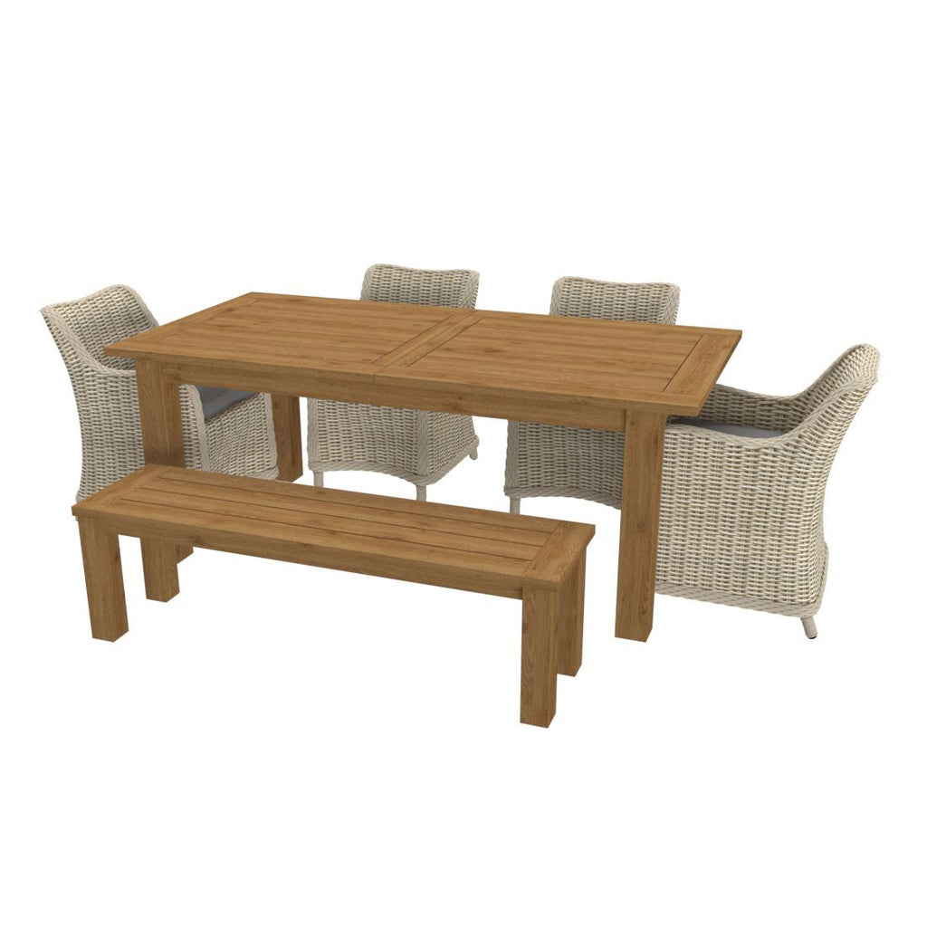 Hagemøbelsett Oxford 6 plasser teak/polyrotting bakside