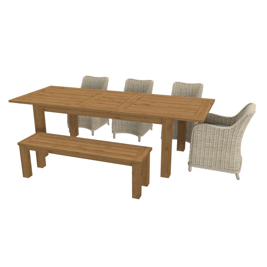 Hagemøbelsett Oxford 6 plasser teak/polyrotting samlet