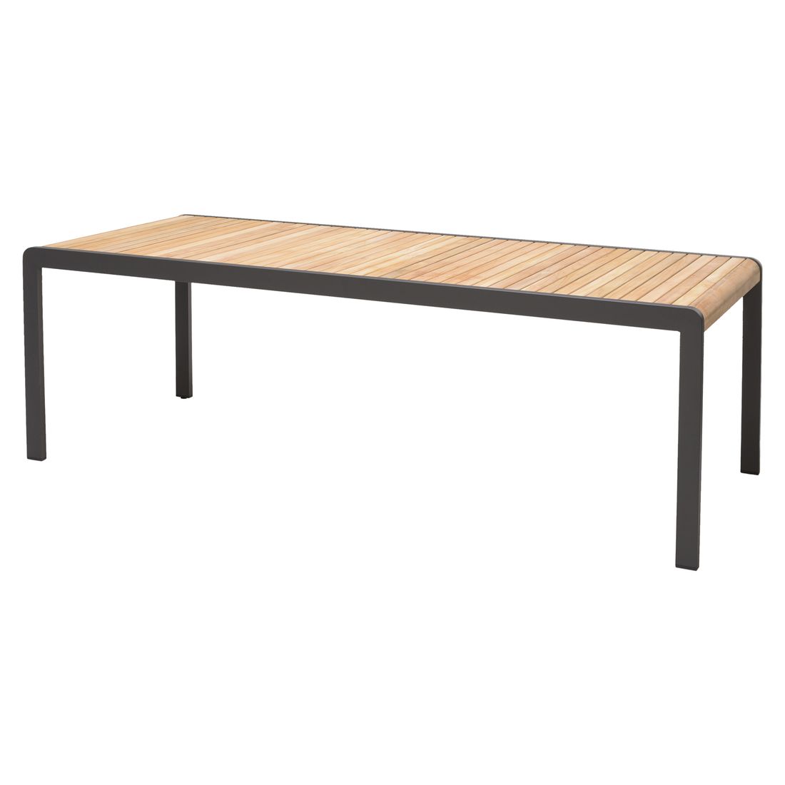 Hagemøbelsett Palau 4 plasser aluminium teak montert på terrasse