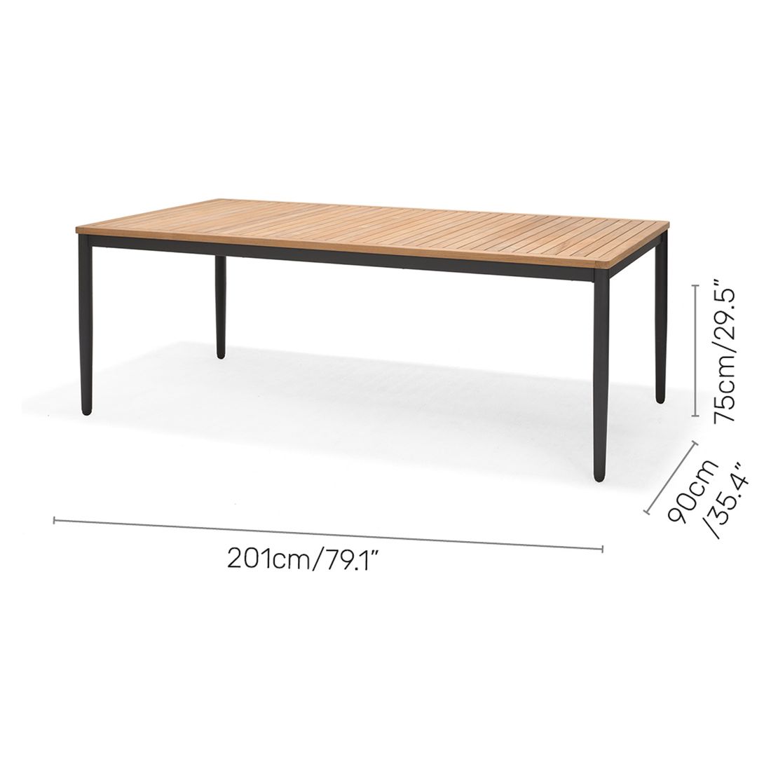 Hagemøbelsett Palau 6 plasser aluminium teak detalj av bordplate