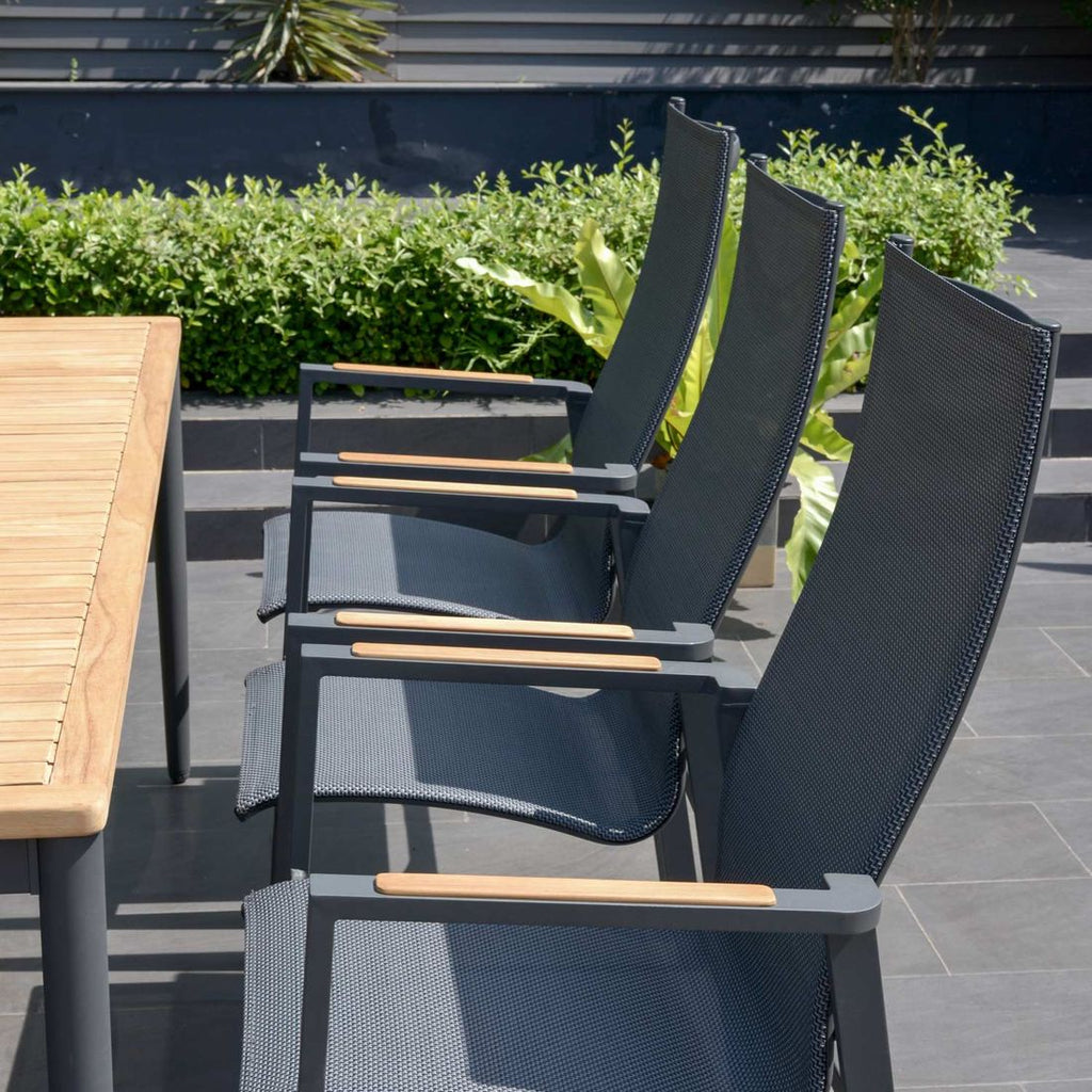Hagemøbelsett Palau 6 plasser, aluminium/teak 201x90 cm - LifestyleGarden