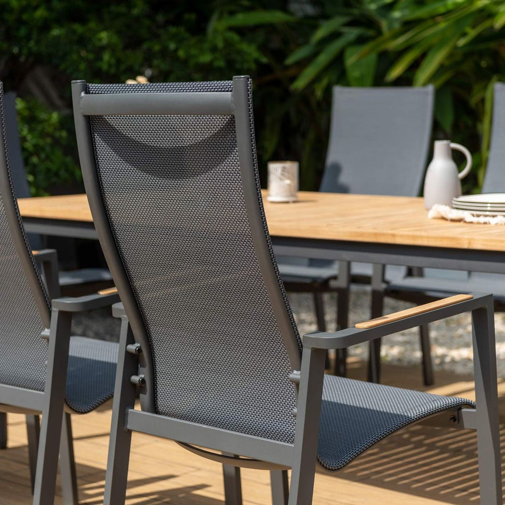 Hagemøbelsett Palau 6 plasser, aluminium/teak 201x90 cm - LifestyleGarden
