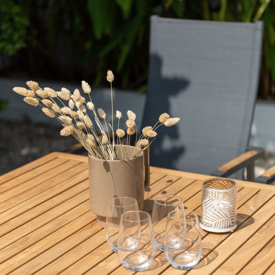 Hagemøbelsett Palau 6 plasser, aluminium/teak 201x90 cm - LifestyleGarden