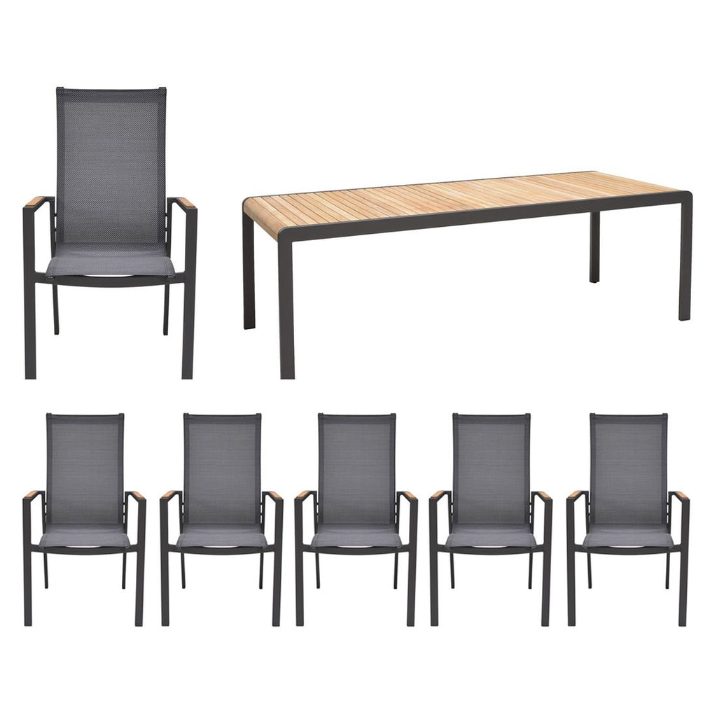 Hagemøbelsett Palau 6 plasser aluminium teak bakside