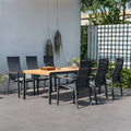 Hagemøbelsett Palau 6 plasser aluminium teak forfra