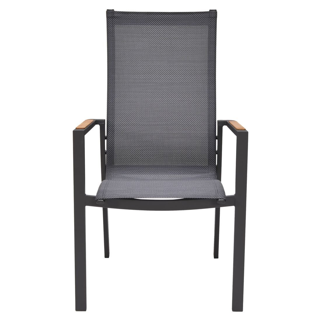 Hagemøbelsett Palau 6 plasser aluminium teak montert på terrasse