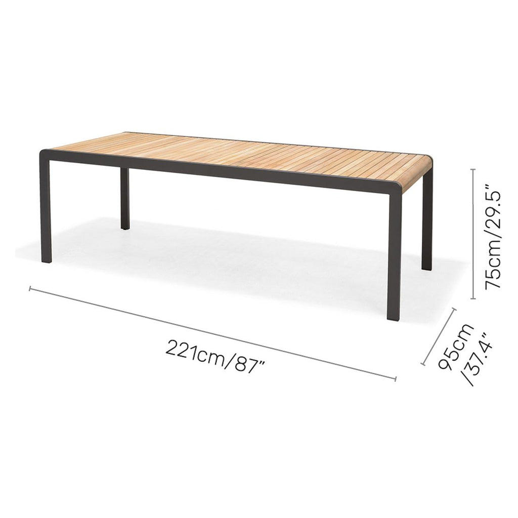 Hagemøbelsett Palau 6 plasser aluminium teak nærbilde tekstilene stoff