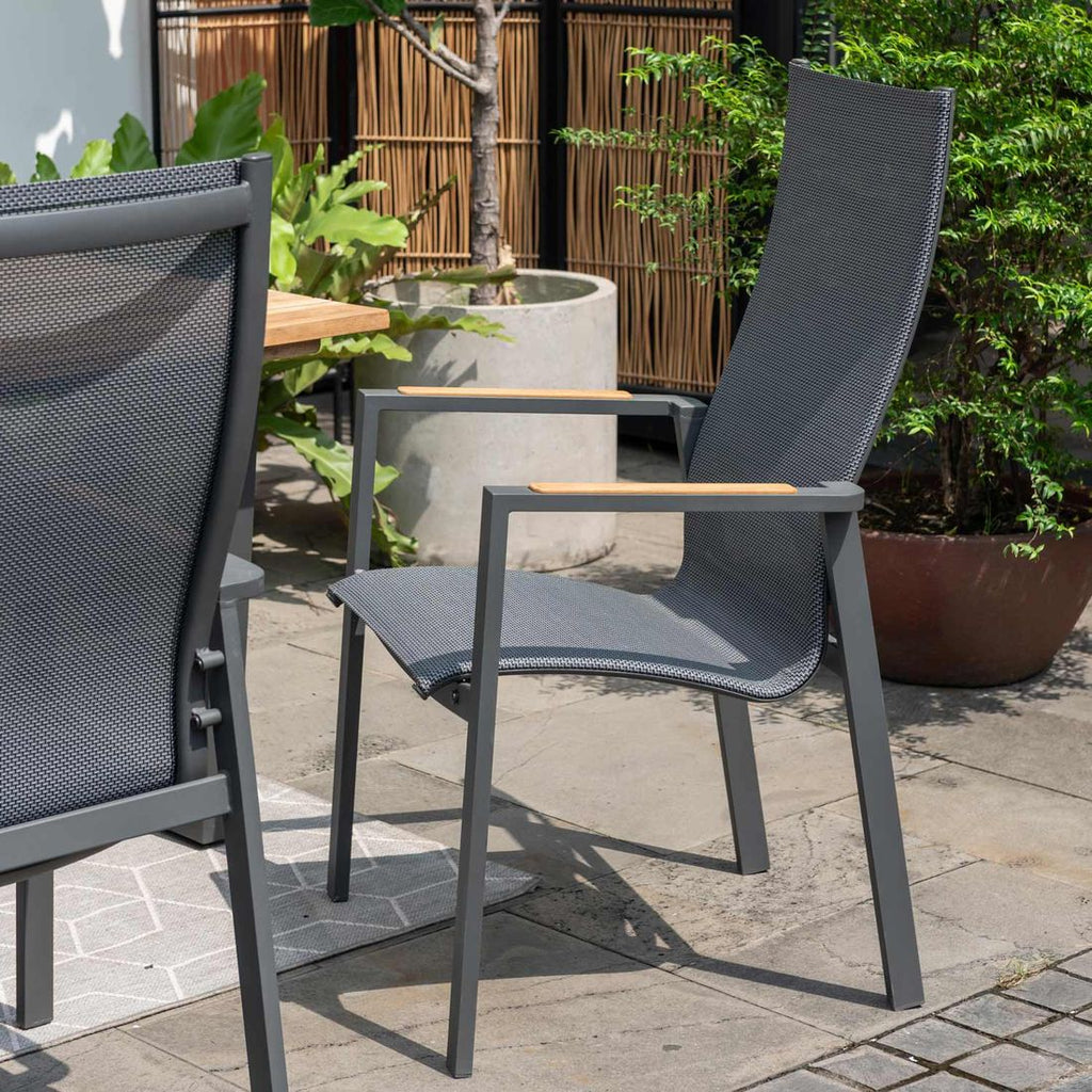 Hagemøbelsett Palau 6 plasser aluminium teak sideprofil