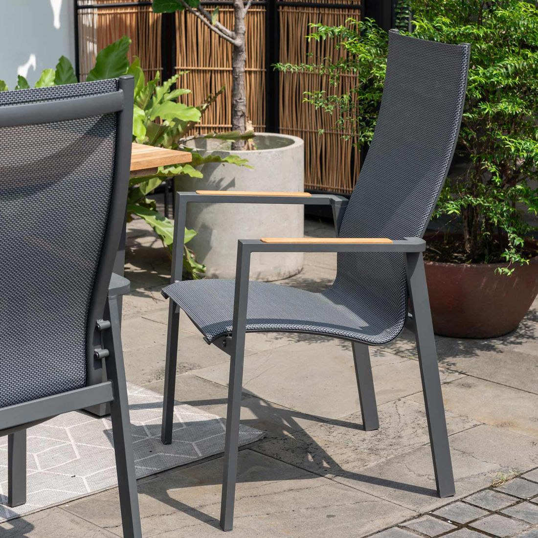 Hagemøbelsett Palau 6 plasser aluminium teak sideprofil