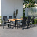 Hagemøbelsett Palau 8 plasser aluminium teak forfra