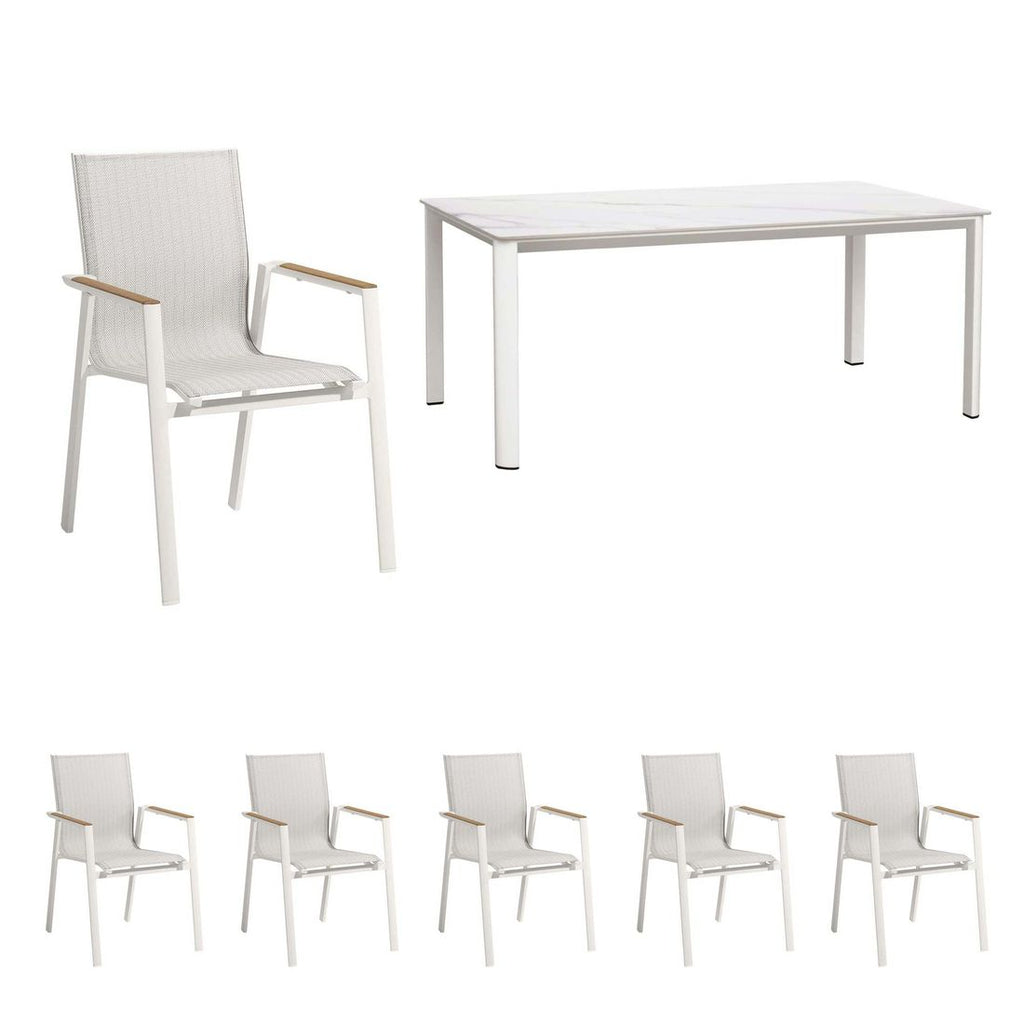 Hagemøbelsett Palermo 6 plasser, aluminium forfra
