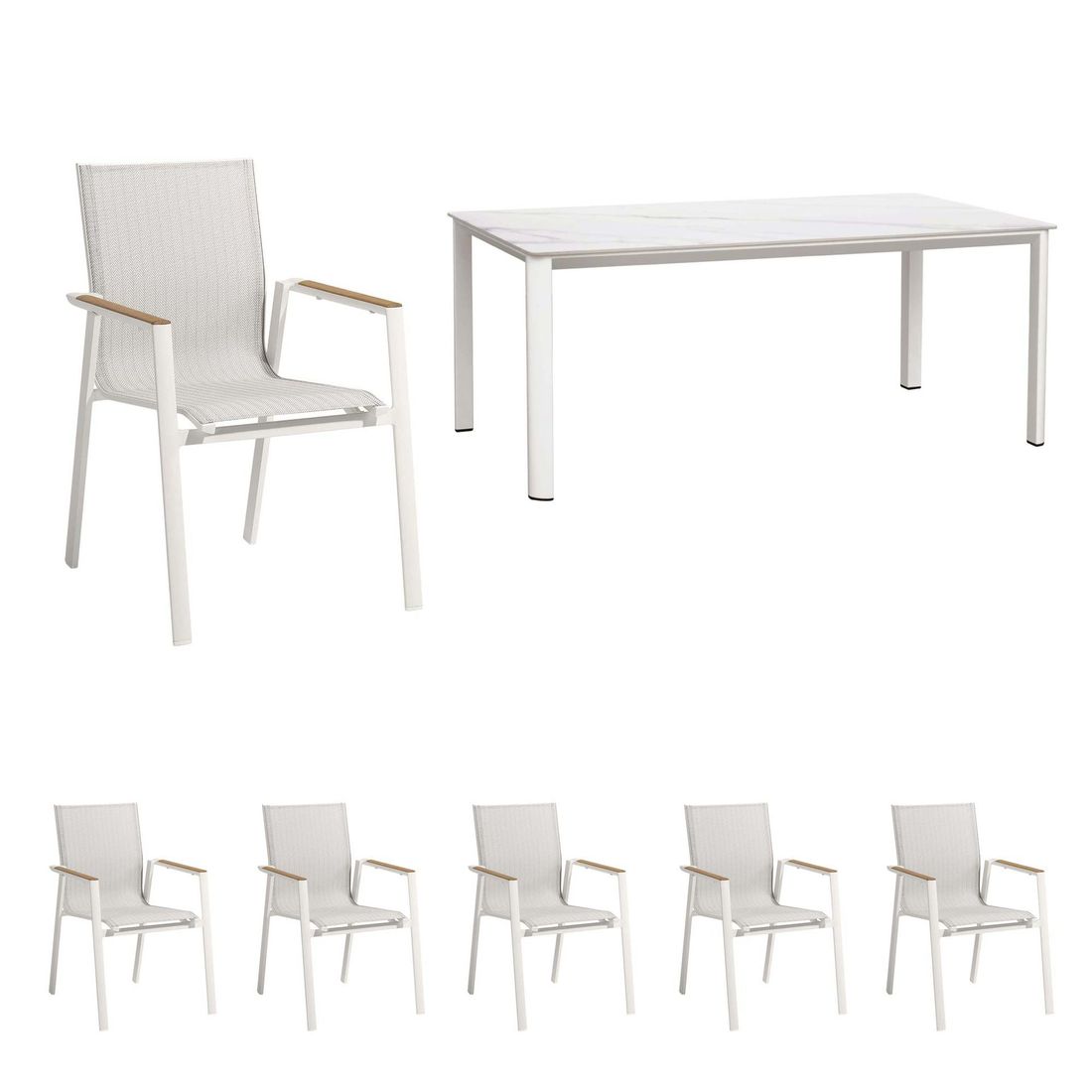 Hagemøbelsett Palermo 6 plasser, aluminium forfra
