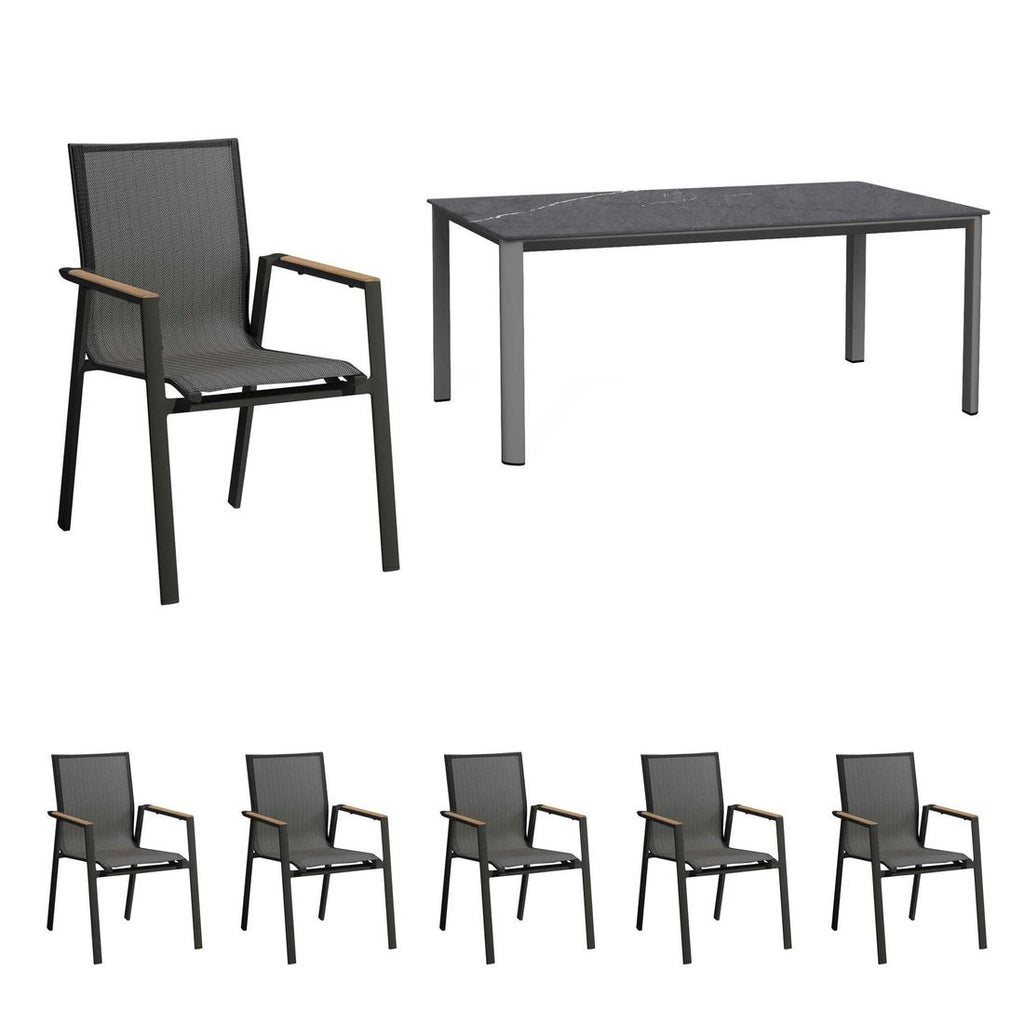 Hagemøbelsett Palermo 6 plasser aluminium/keramikk bakside