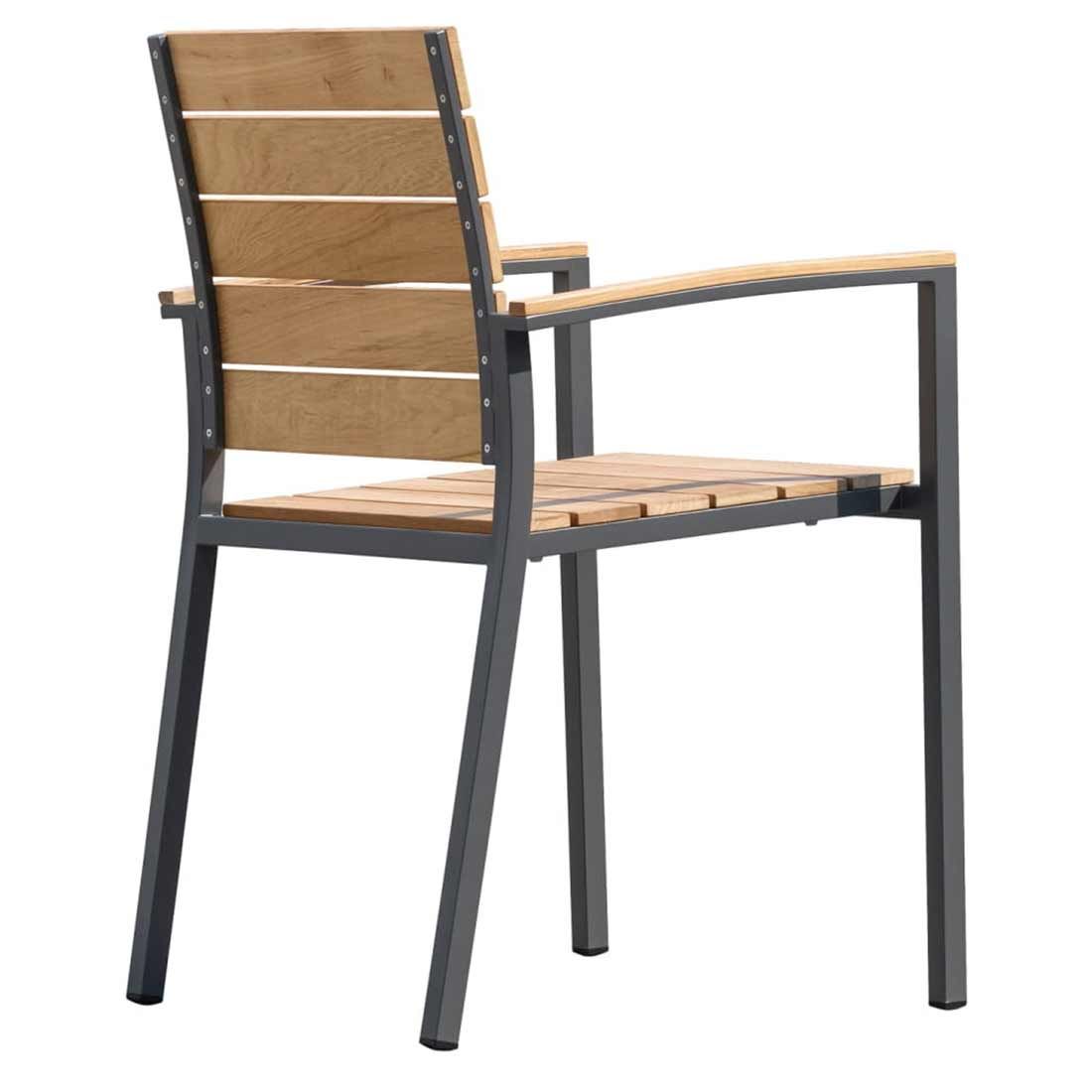 Hagemøbelsett Pamplona med fire sitteplasser i antrasitt og naturlig teak