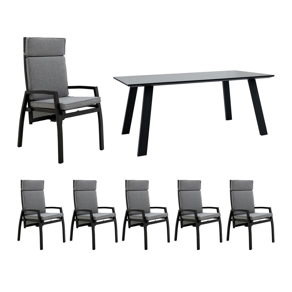 Hagemøbelsett Perth 6 plasser aluminium sett forfra