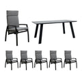 Hagemøbelsett Perth 6 plasser aluminium sett forfra