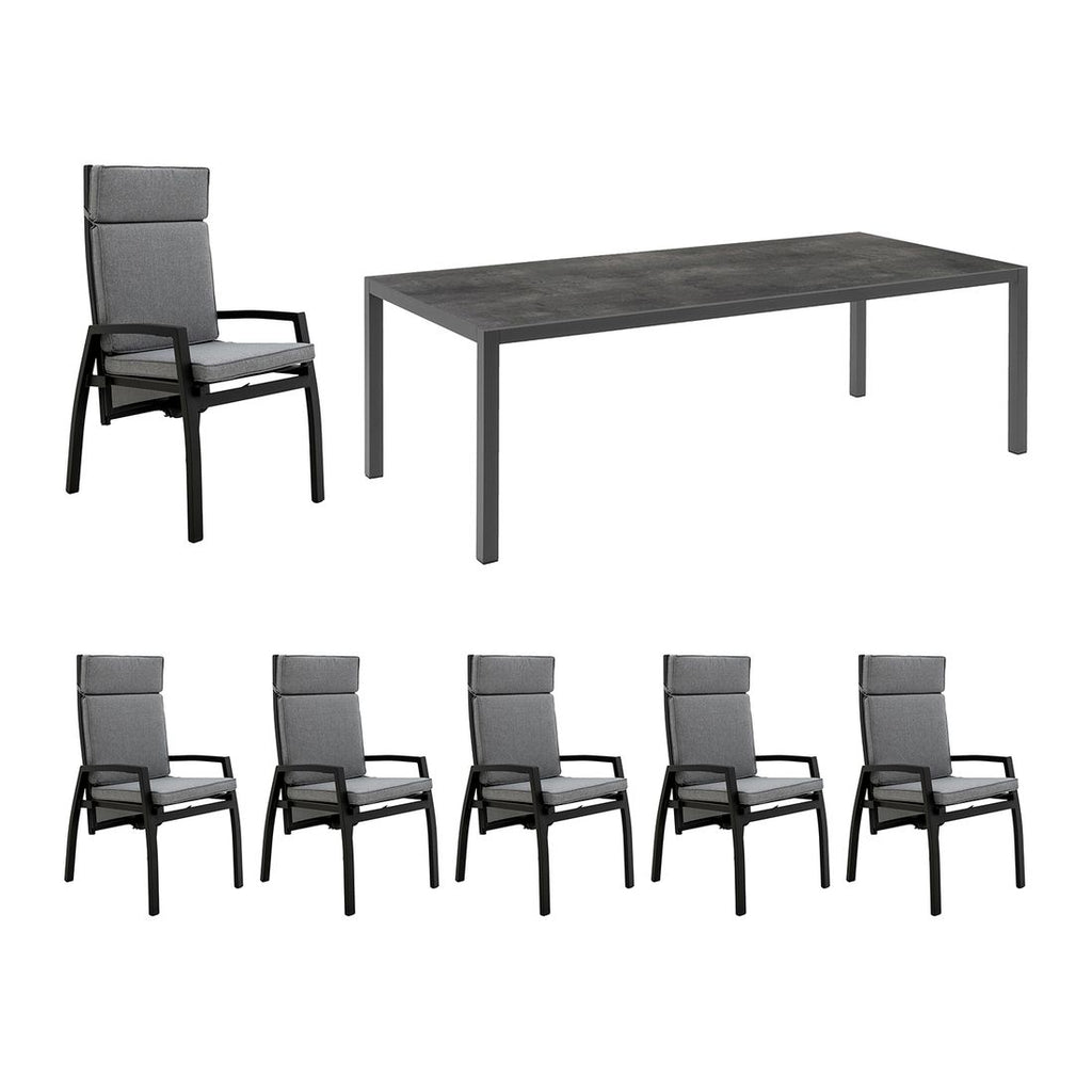 Hagemøbelsett Perth 8-deler aluminium HPL forfra