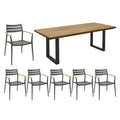 Hagemøbelsett Pia 6 plasser aluminium teak forfra