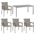 Hagemøbelsett Polaris 4 plasser rustfritt stål HPL 160x90 cm forfra