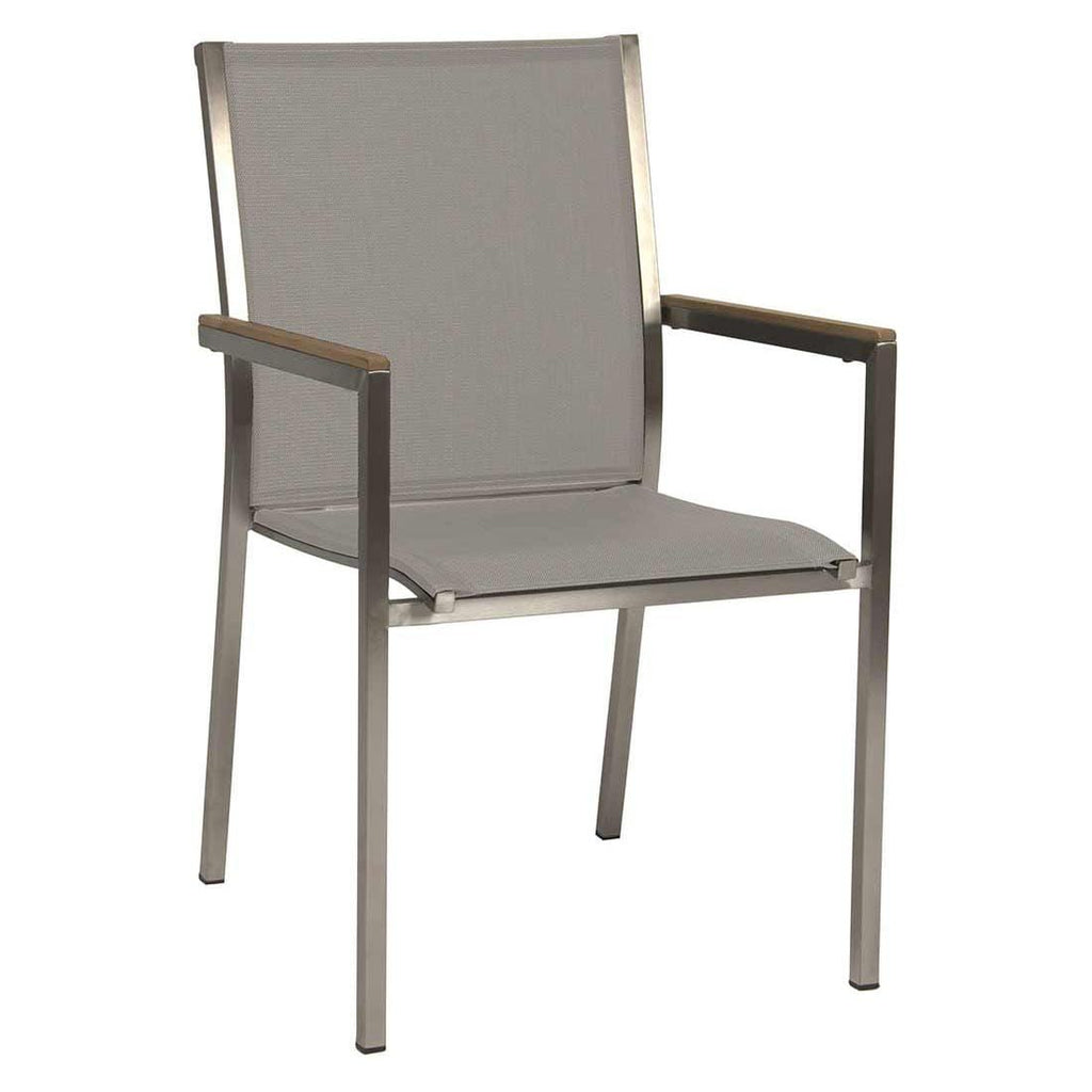 Sideprofil av Hagemøbelsett Polaris 4 plasser rustfritt stål HPL 160x90 cm