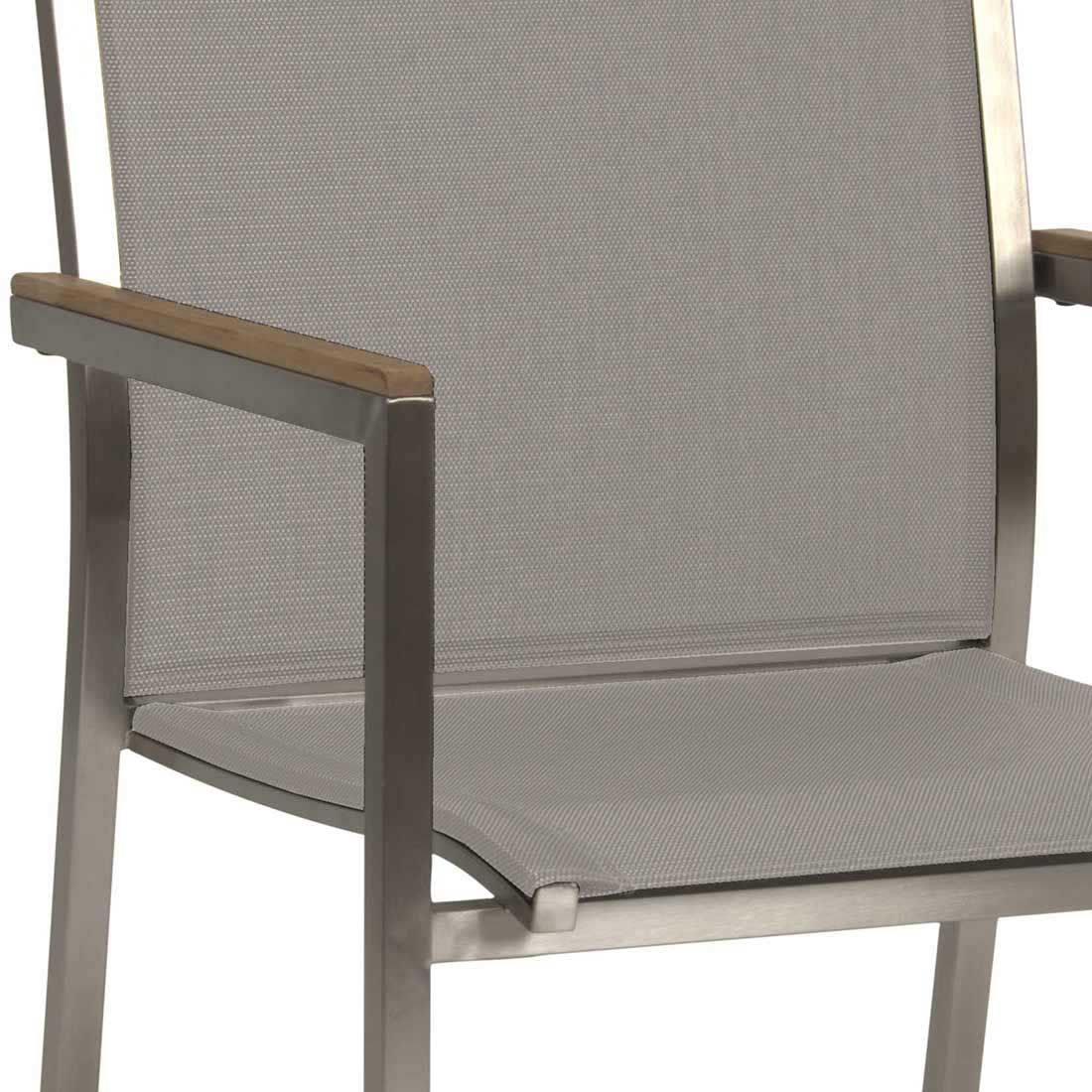 Oversikt over Hagemøbelsett Polaris 4 plasser rustfritt stål HPL 160x90 cm på terrasse