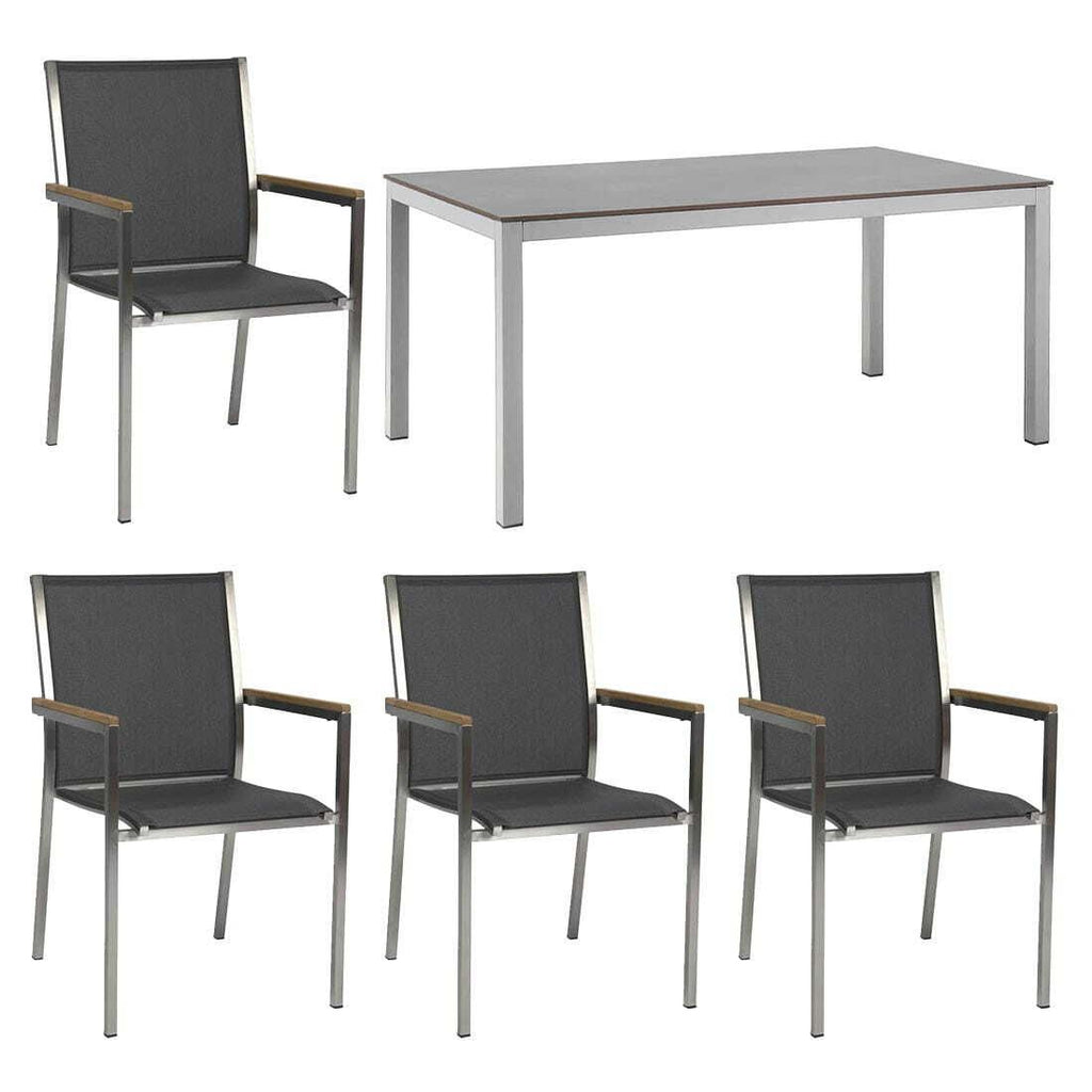 Hagemøbelsett Polaris 4 plasser textilen HPL sett bakside