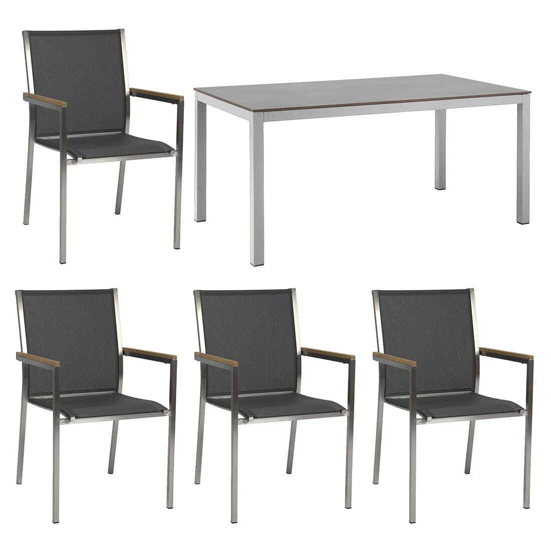 Hagemøbelsett Polaris 4 plasser textilen HPL sett bakside