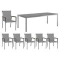 Hagemøbelsett Polaris 6 plasser rustfritt stål HPL 220x100 cm forfra