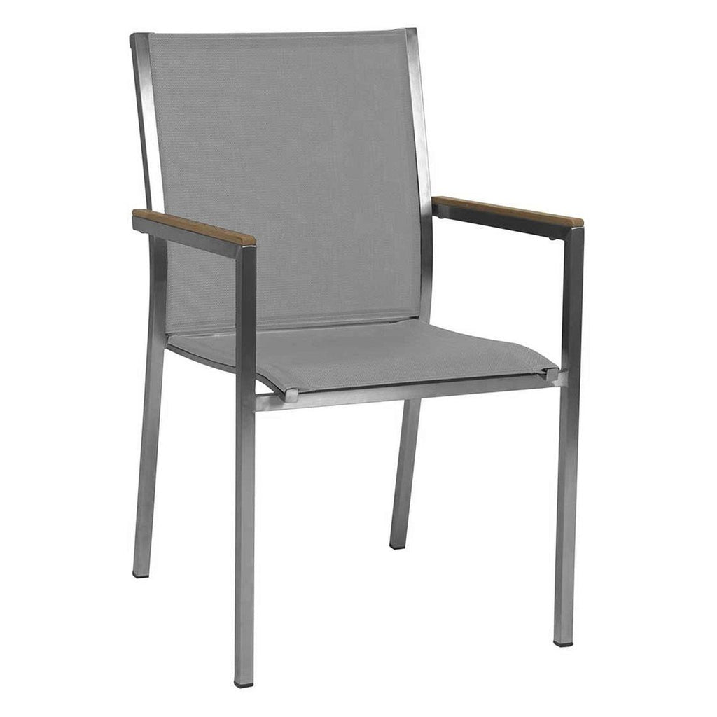 Hagemøbelsett Polaris 6 plasser rustfritt stål HPL 220x100 cm bakside