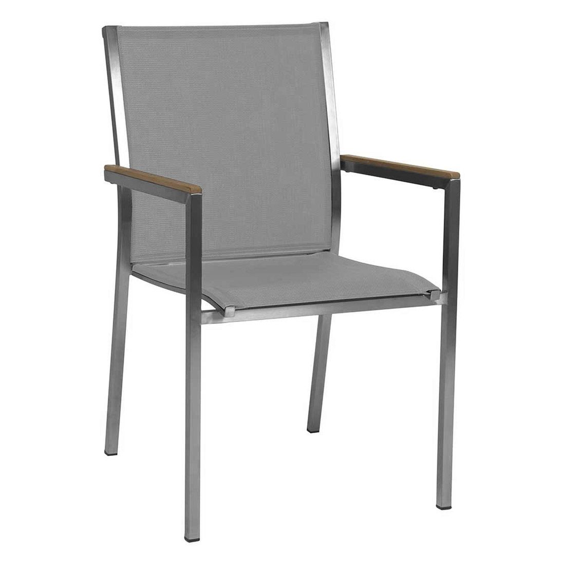 Hagemøbelsett Polaris 6 plasser rustfritt stål HPL 220x100 cm bakside