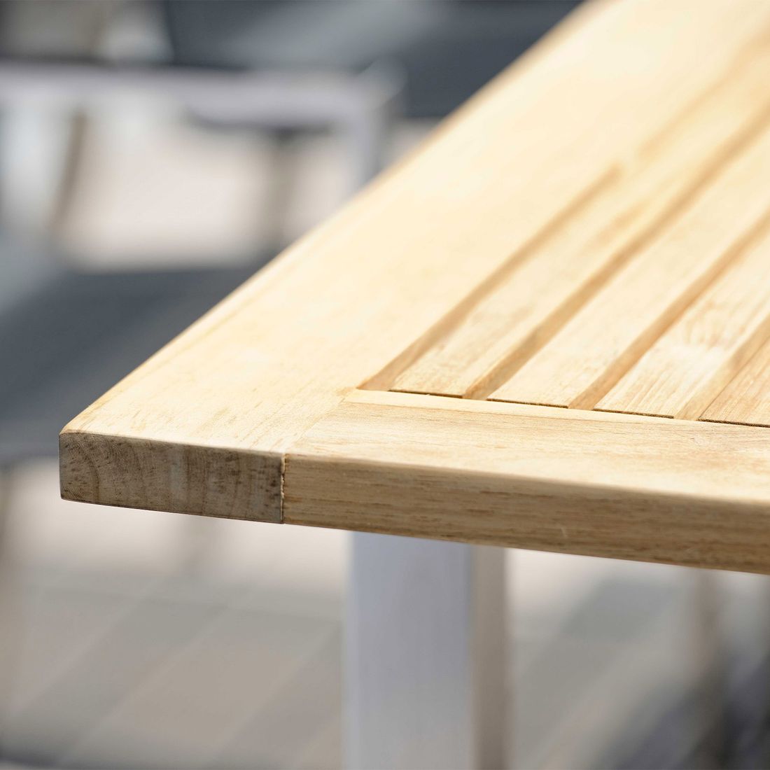 Teak bordplate på Hagemøbelsett Polaris 6 plasser