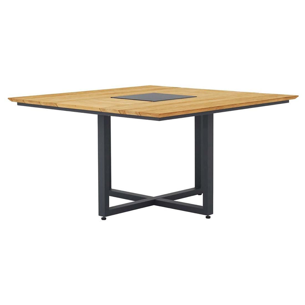 Hagemøbelsett Quadux 8 plasser, aluminium teak 140x140 cm - Zebra bakside
